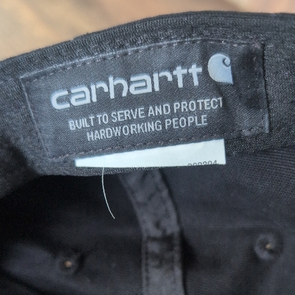 Carhartt Black Velcro Adjustable Cap with Brown Logo Patch - Picture 5 of 6